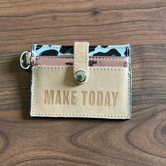 Consuela Tan Card Holder with Bold Print - Picture 2 of 2